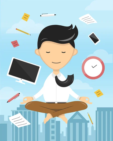 Hombre de negocios yoga relajación — Vector de stock