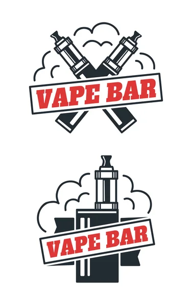 Diseño del logotipo de la tienda de bar Vape. Aislado sobre fondo blanco — Vector de stock