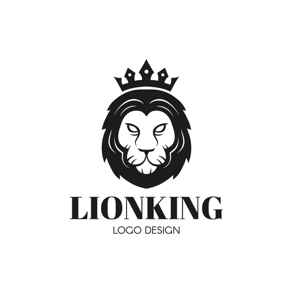 Diseño del logotipo del rey león con corona — Archivo Imágenes Vectoriales