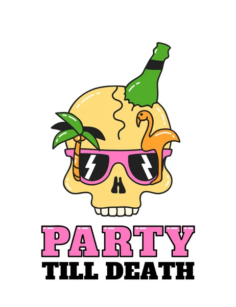 チラシや t シャツのデザインでパーティーの頭骨。白い背景で隔離の図 — ストックベクタ