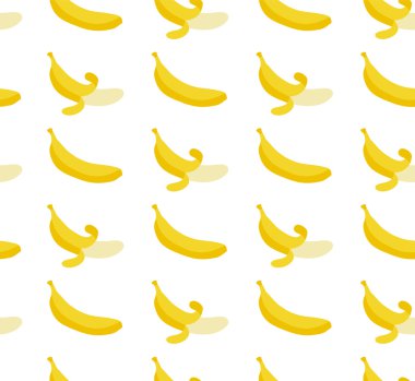 Düz illüstrasyon muz ile Seamless modeli. Beyaz arka plan üzerinde izole