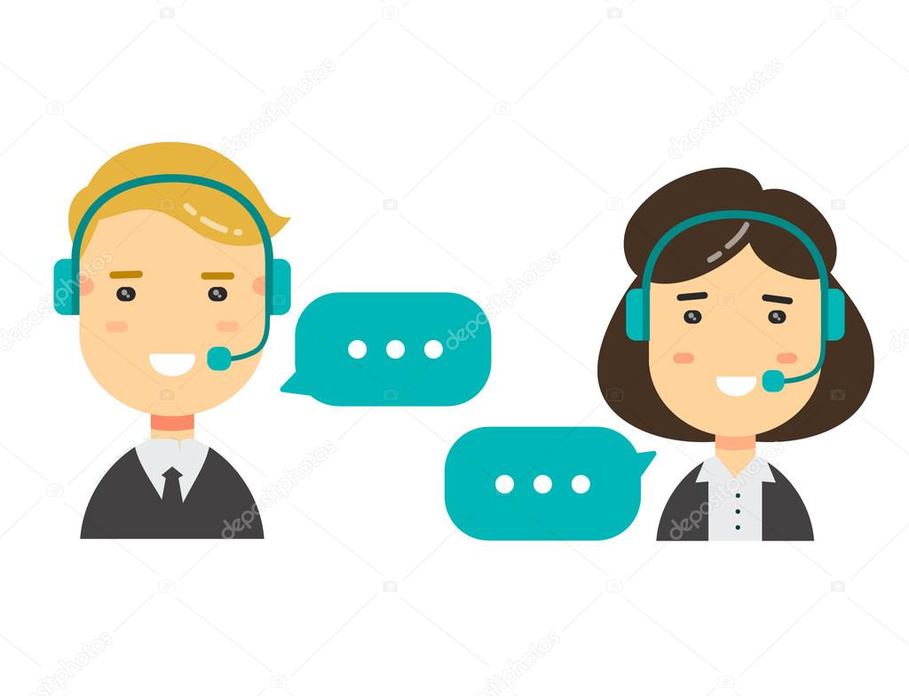 Vector flat character icons Male and female call center avatars. conceptual of communication.isolated on white background