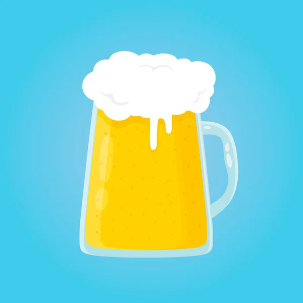 Birra vetro isolato piatto cartone animato illustrazione icona in sfondo blu — Vettoriale Stock