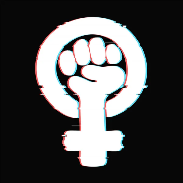 Feminism symbol with glitch effect — Stock Vector