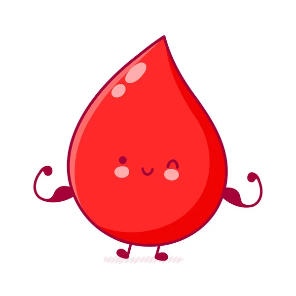 Lindo feliz gota de sangre divertida mostrar músculo — Vector de stock