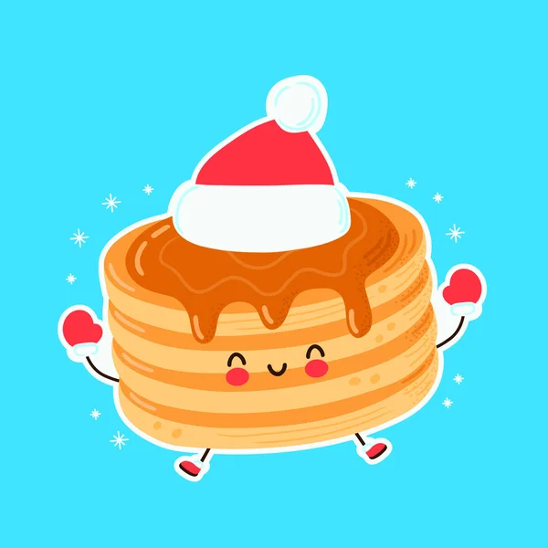 Niedlich glücklich lustig Weihnachten Pfannkuchen — Stockvektor