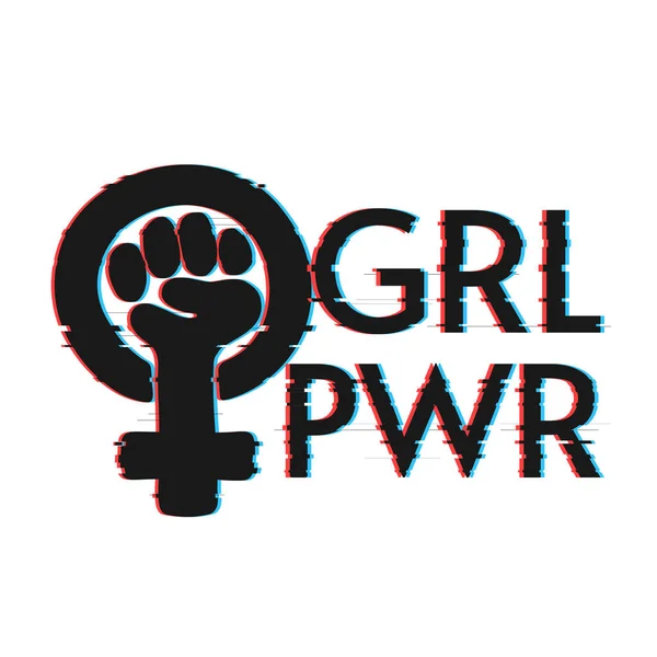 Huruf Girl Power dengan efek glitch - Stok Vektor