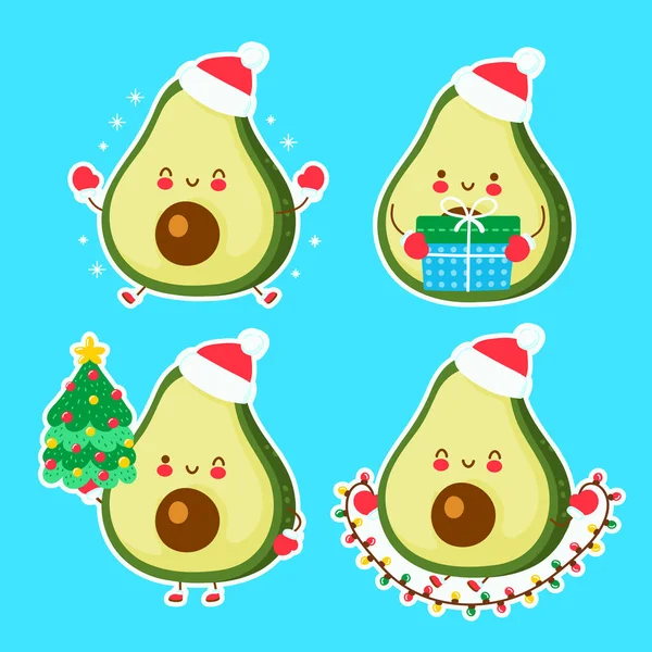 Милый весёлый рождественский авокадо — стоковый вектор