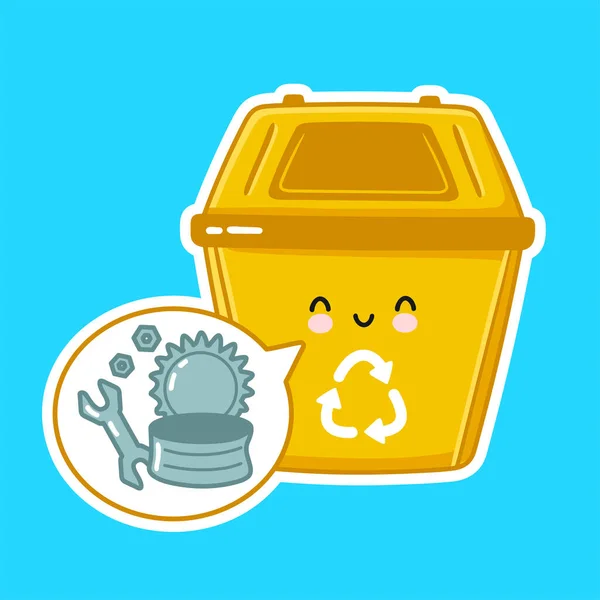 Cute szczęśliwy pojemnik na śmieci dla metalu — Wektor stockowy