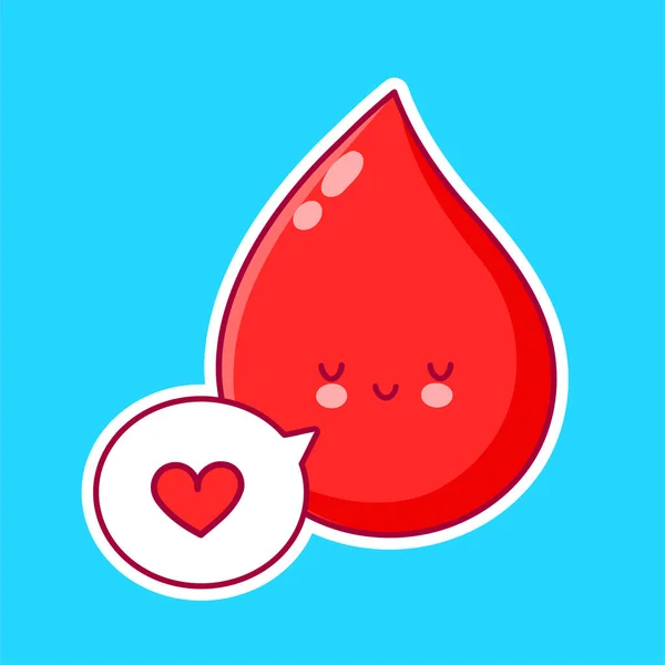Aranyos boldog vicces vércsepp szívvel — Stock Vector