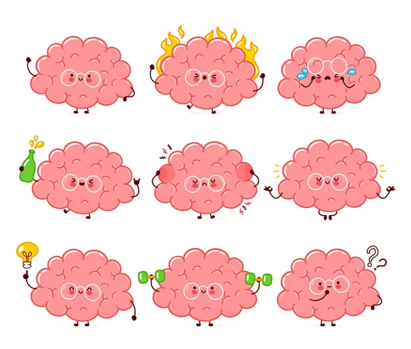 Leuk grappig menselijk brein orgaan karakter — Stockvector