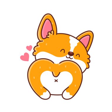 Şirin, mutlu Corgi köpeği geri döndü. Vektör düzlüğü