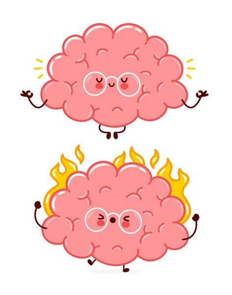 Roztomilý legrační lidský mozek orgán hoří — Stockový vektor