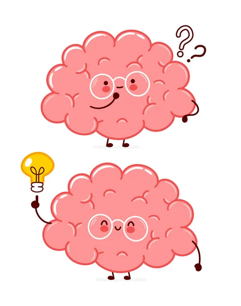 Cute funny human brain organ character — Stock Vector