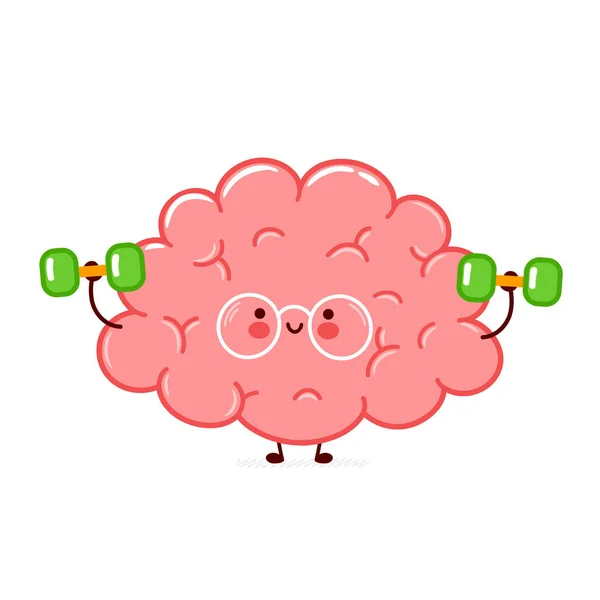 Cute funny human brain organ character — Stock Vector