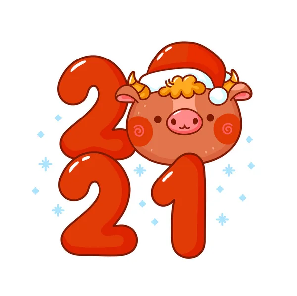 Χαριτωμένο αστείο 2021 νέο έτος σύμβολο ταύρος — Διανυσματικό Αρχείο