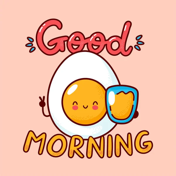 Милый счастливый вареное яйцо с апельсиновым соком стекла — стоковый вектор