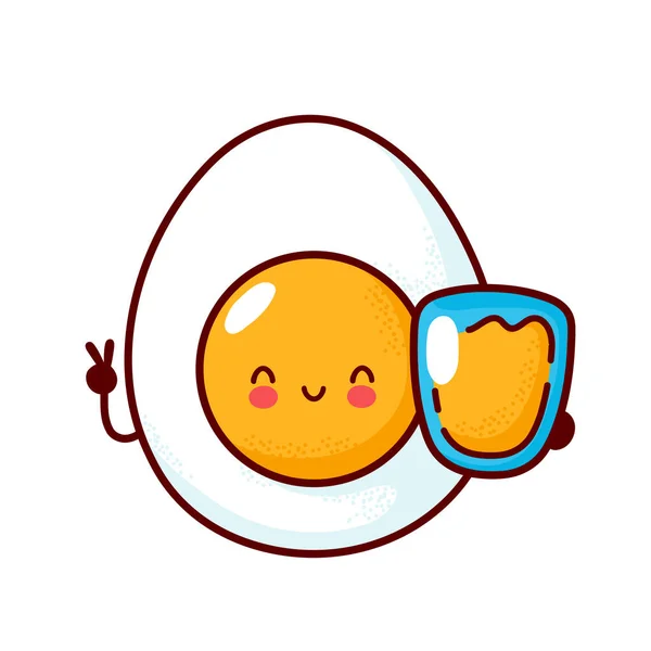 Χαριτωμένο χαρούμενο βραστό αυγό με χυμό πορτοκάλι ποτήρι — Διανυσματικό Αρχείο