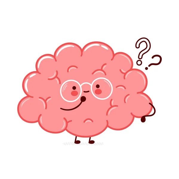 Cute funny human brain organ character — Stock Vector