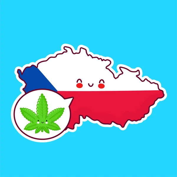 Cute szczęśliwy śmieszne Czechy mapa i flaga — Wektor stockowy