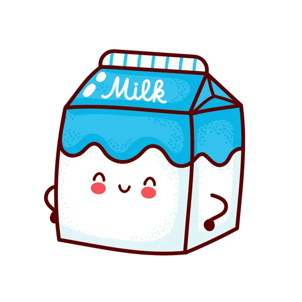 Caixa de leite feliz bonito. Vetor — Vetor de Stock