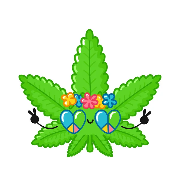 Симпатичный счастливый лист марихуаны — стоковый вектор
