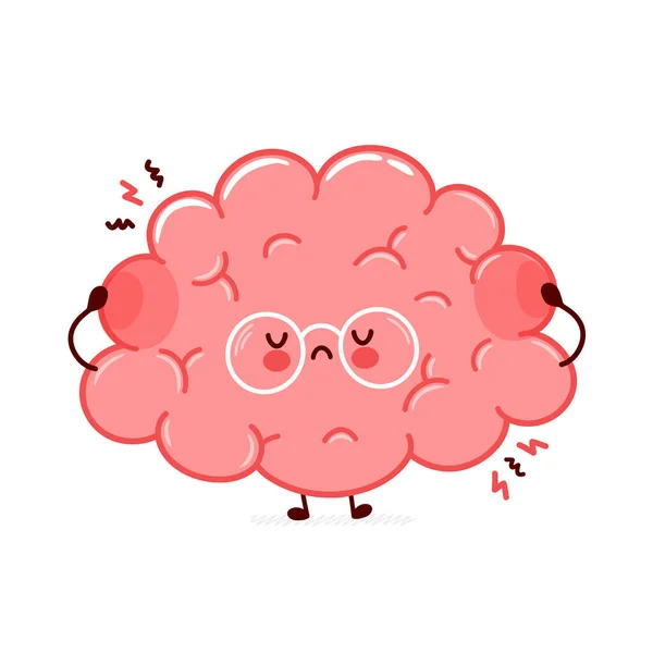 Niedlich lustig traurig menschlichen Gehirn Organ Charakter — Stockvektor