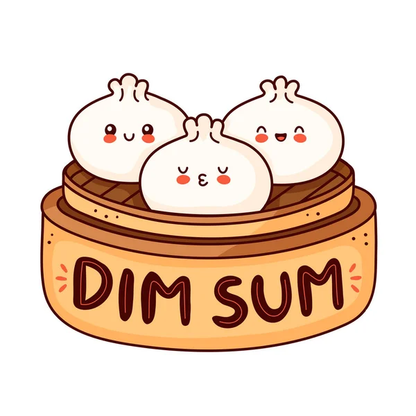 Niedlich glücklich lächelnd Dim Sum Logo — Stockvektor