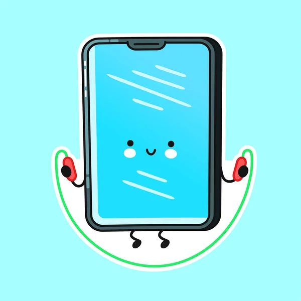 Mignon smartphone heureux, téléphone mobile — Image vectorielle