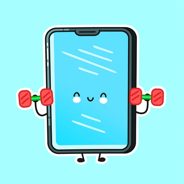 Mignon smartphone heureux, téléphone mobile — Image vectorielle