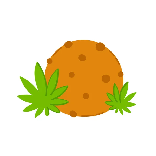 Čokoládová sušenka s marihuanou. Vektorový trendový plochý obrázek ikony. Izolované na bílém pozadí. Marihuanový koláč, pojídač trávy — Stockový vektor