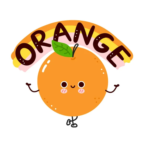Милый апельсиновый фрукт. Векторная плоская линия карикатуры на икону иероглифа. Изолированный на белом фоне. Апельсиновый фрукт — стоковый вектор