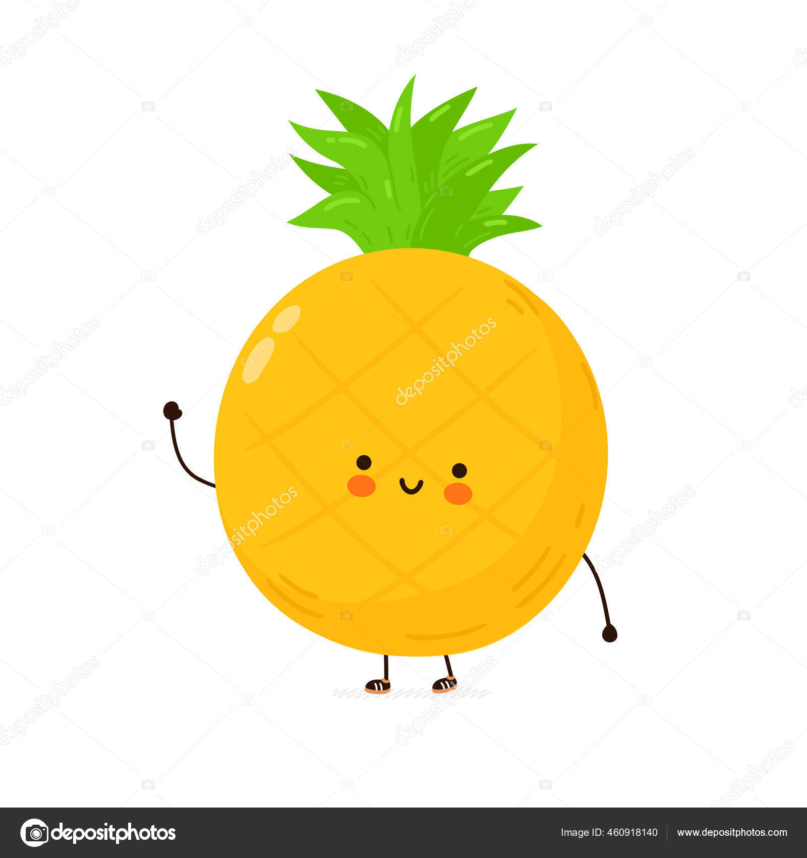 かわいい面白いパイナップルフルーツの文字 ベクトル手描き漫画カワイイキャラクターイラストアイコン 白い背景に隔離されている パイナップルフルーツ キャラクターコンセプト ストックベクター C Kahovsky