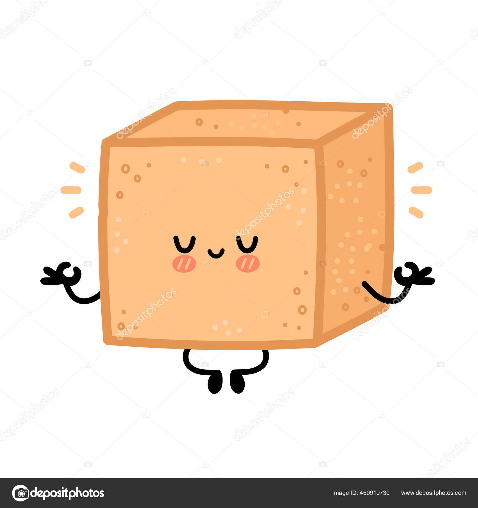 Cute brown cane sugar cube character meditate. Vector flat line cartoon  kawaii character illustration icon. Isolated on white background. Sugar,  sugarcane unrefined cube character concept Stock Vector Image by ©Kahovsky  #460919730