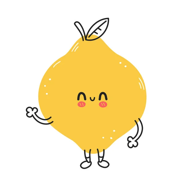 Fruta de limão engraçado bonito. Vector mão desenhada desenho animado kawaii doodle personagem ícone de ilustração. Fruta de limão mascote bebê desenho animado conceito de personagem — Vetor de Stock