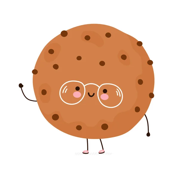 Roztomilá vtipná postava Cookie. Vektor ručně kreslený karikatura kawaii znak ilustrace ikona. Izolované na bílém pozadí. Cookie character concept — Stockový vektor