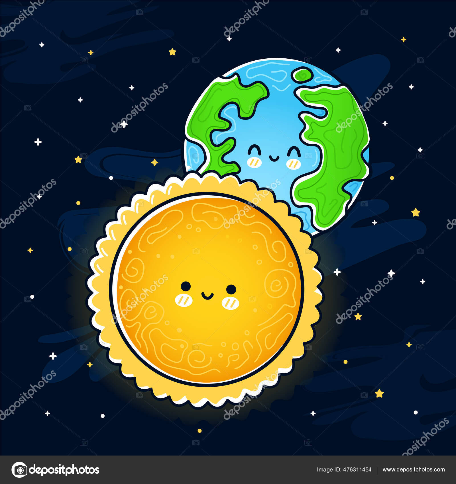 抽象画太陽と地球