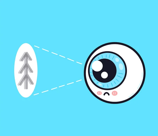Χαριτωμένο λυπημένο ανθρώπινο όργανο ματιών ματιά στο χαρακτήρα δέντρο. Vector doodle εικονογράφηση εικονίδιο σχέδιο. Φροντίδα ματιών, κακή όραση πρόβλημα χαρακτήρα έννοια — Διανυσματικό Αρχείο