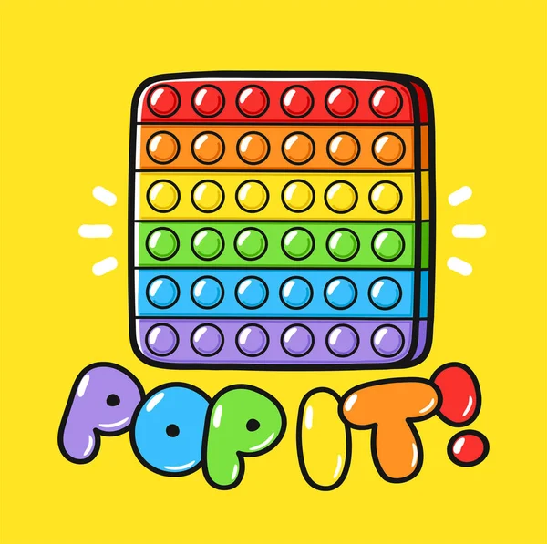 Roztomilý legrační pop it fidget sensory toy. Vektor ručně kreslený karikatura kawaii znak ilustrace ikona. Pop it fidget kids sensory toy doodle cartoon character concept — Stockový vektor