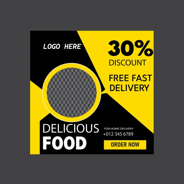 siyah yiyecek pankartı tasarım şablonu, vektör illüstrasyonu