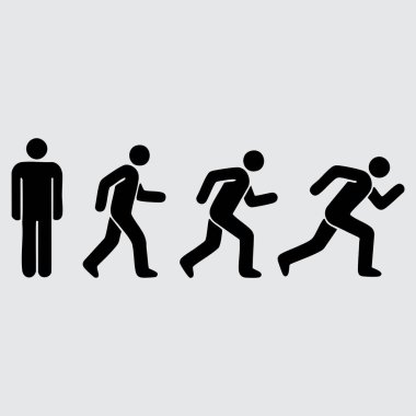 vektör siyah adam beyaz arkaplanda çalışıyor.