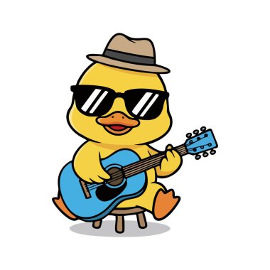 Yazın güneş gözlüklü şirin ördek çizgi film karakteri oynuyor.