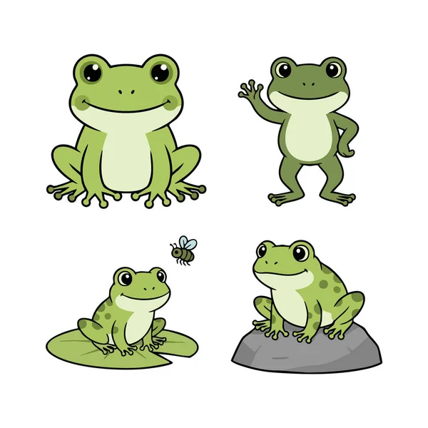 şirin kurbağa çizgi filminin vektör kümesi