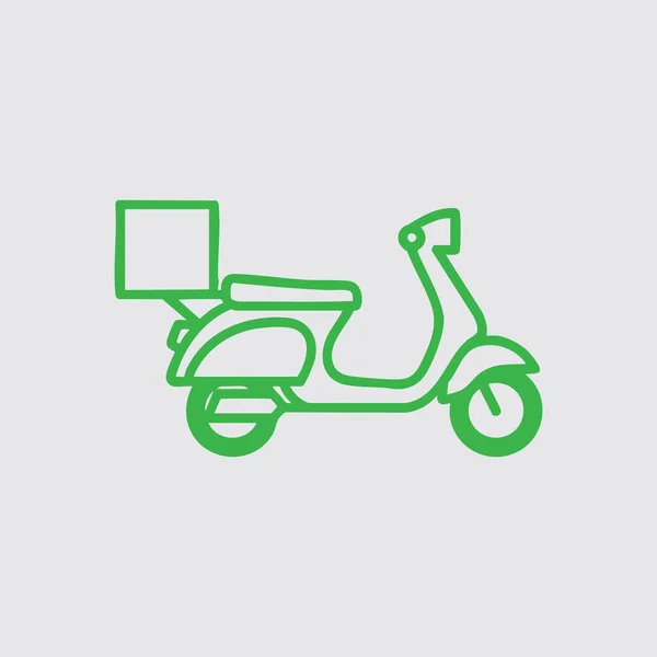 Motosiklet ikonu. İnce yeşil çizgi. Işık arkaplanındaki simge.