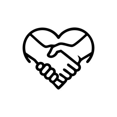 Eller ikon vektörlü kalp. İnce çizgi işareti. izole edilmiş sınır sembolü çizimi