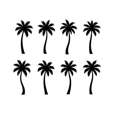 Temiz Şebekede Sekiz Biçimli Palmiye Ağacı Silueti
