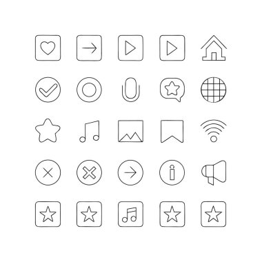 Minimum Taslak Kullanıcı Arayüzü Simgeleri Vektörü Ayarla