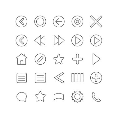 Mobil ve Web Tasarımı için Minimal Tasarım Ortamı ve Seyrüsefer UI Simgeleri Ayarlandı