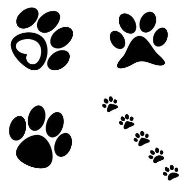 Şirin Köpek Pençesi Yazdırma Simgeleri ve Evcil Hayvan Ayak İzi Silüeti Ayarları