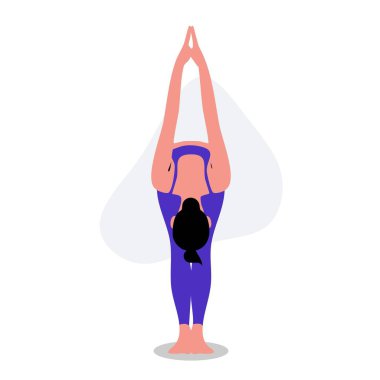 Siyah spor kıyafetli bir kadın, basit bir soyut geçmişe karşı esnek ve bilinçli olmak için diz çökmüş yoga pozu veriyor..